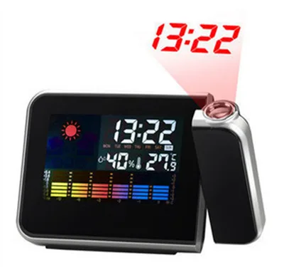 

P608 Time Watch Projector Multi Function Digital Alarm Clocks Color Screen Desktop Display Weather Calendar clock