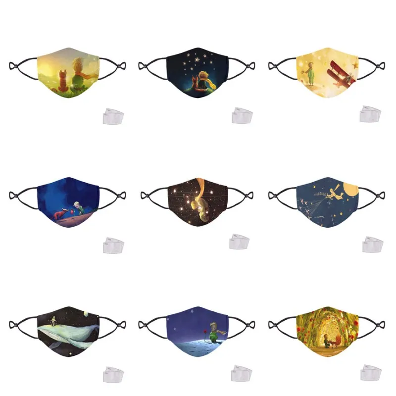 

Little Prince Pattern Masks Cotton Fabric Washable Reusable Adult Windproof Anti-Dust Filters Funny Cartoon Series Mask