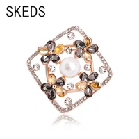 skeds exquisite hollow out crystal geometric brooches for women elegant luxury suit dress brooch pin badges rhinestone corsage