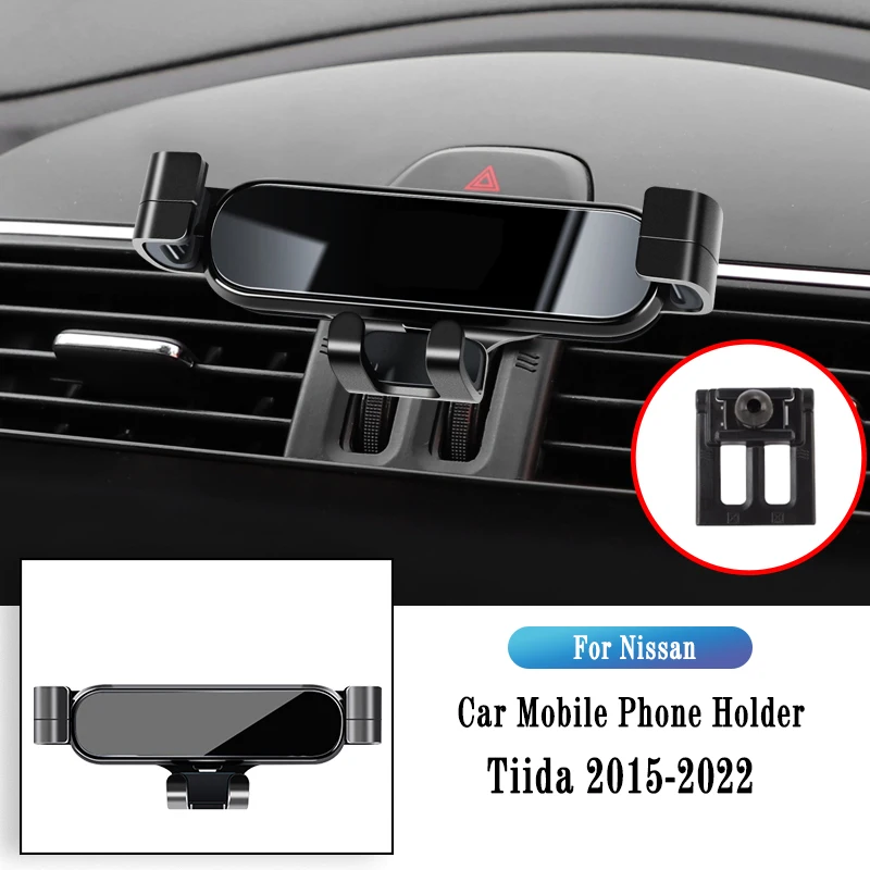 

Car Phone Holder For Nissan Tiida 2015-2022 Gravity Navigation Bracket GPS Stand Air Outlet Clip Rotatable Support Accessories