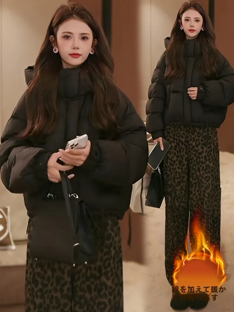 2024 женское пальто с хлопковой подкладкой маленьким капюшоном зимнее новое