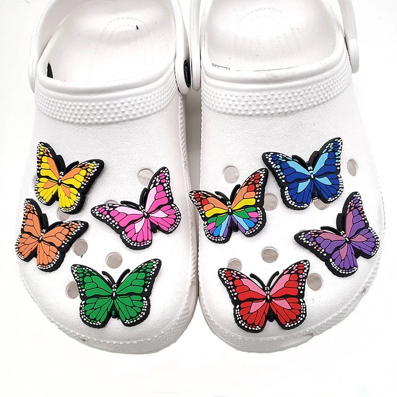 Kids Gift Jibz for Clogs Shoes Charms Cute Cartoon PVC Sandals Decoration Butterfly Series Collection for Garden Shoes
