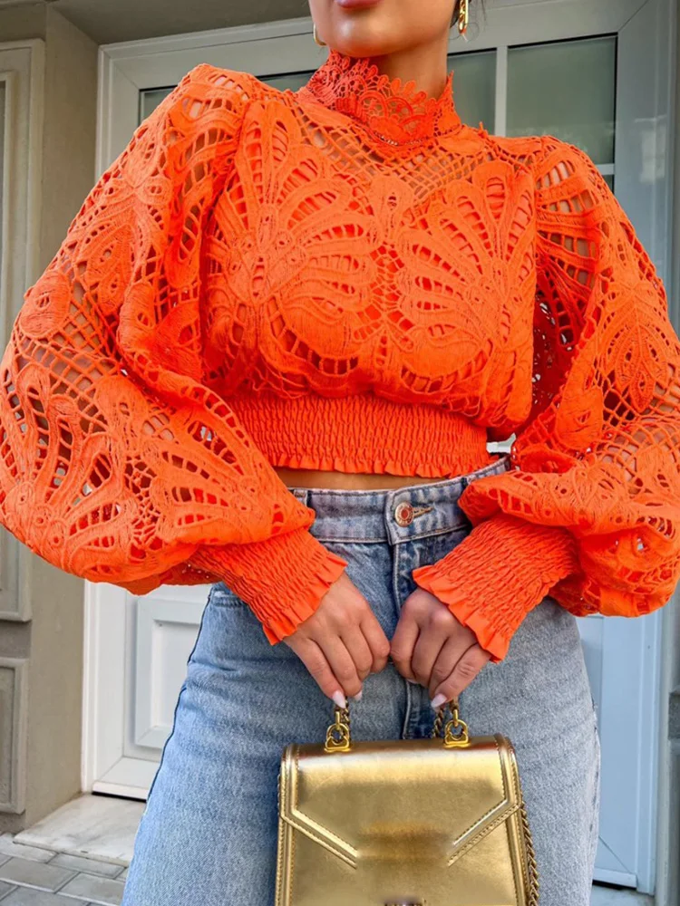 

Женская блузка с рукавами-фонариками