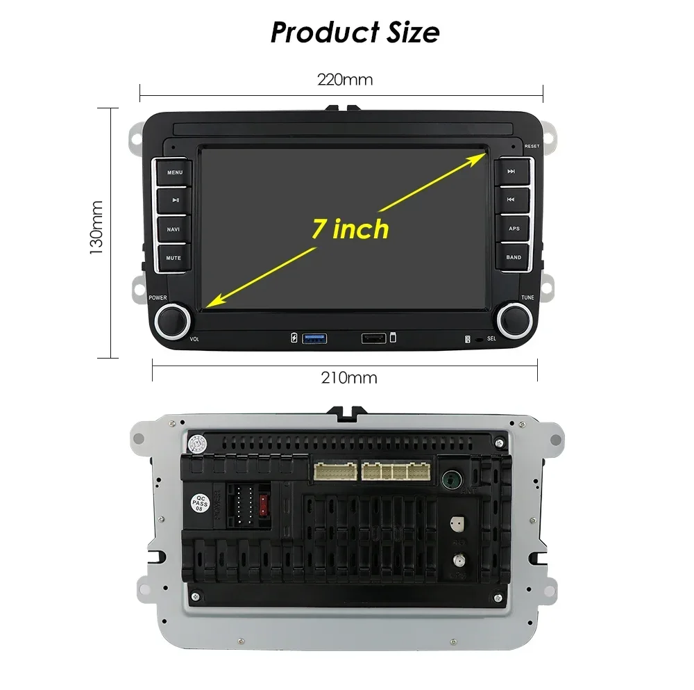 Фото 7-дюймовый автомобильный радиоприемник с CarPlay и Android Auto для VW GOLF 5, POLO, Sedan, PASSAT B6, CC, TOURAN, SCIROCCO, CADDY, Jetta, Skoda, Seat, мультимедиа №5