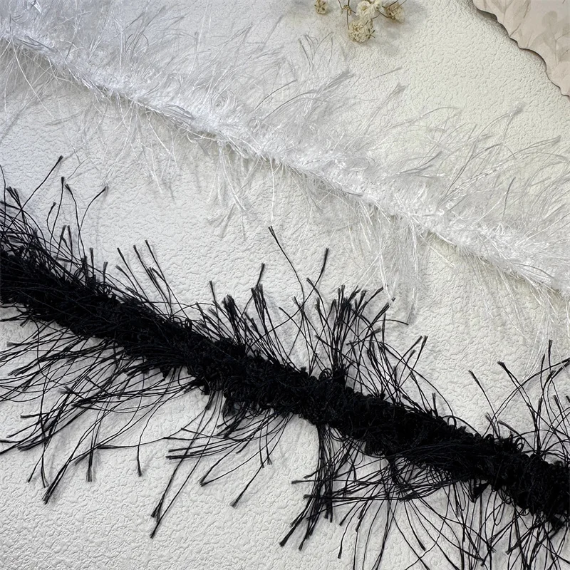 Черно-белая твидовая юбка с кружевным подолом ручной работы венчиком