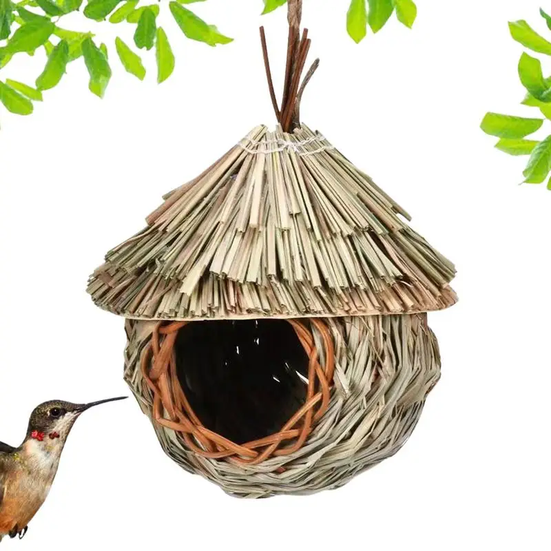 

Hummingbird Nest Decor Hand-Woven Hummingbird Nest Bird House Nest Birds Cages Nest Grass Bird For Garden Window Outdoor Home