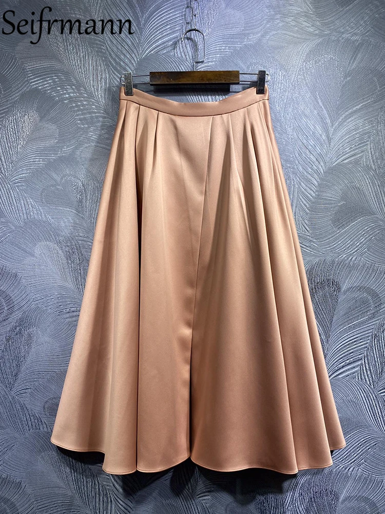 

Женская юбка с завышенной талией Seifrmann, летняя однотонная трапециевидная Юбка-миди составного кроя с принтом в стиле пэчворк