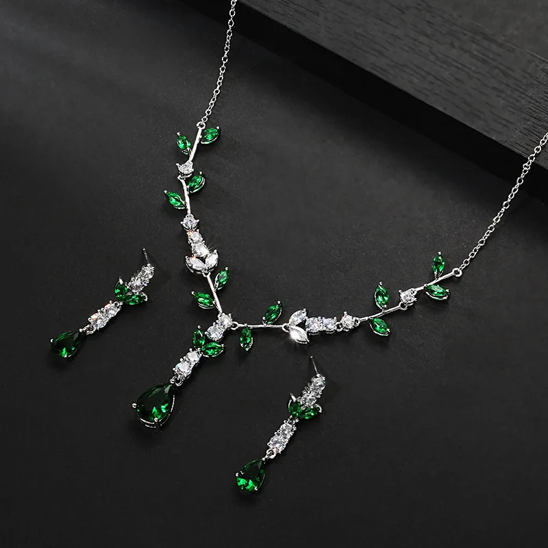 Wedding Jewelry Sets For Women Luxury Cubic Zirconia Bride Jewelry Set For Wwedding Day Necklace And Earrings