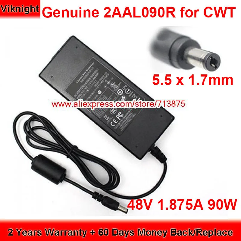 Подлинное зарядное устройство 2AAL090R 90 Вт 48 В 5,5 a адаптер переменного тока для CWT с разъемом питания 1,7 x мм