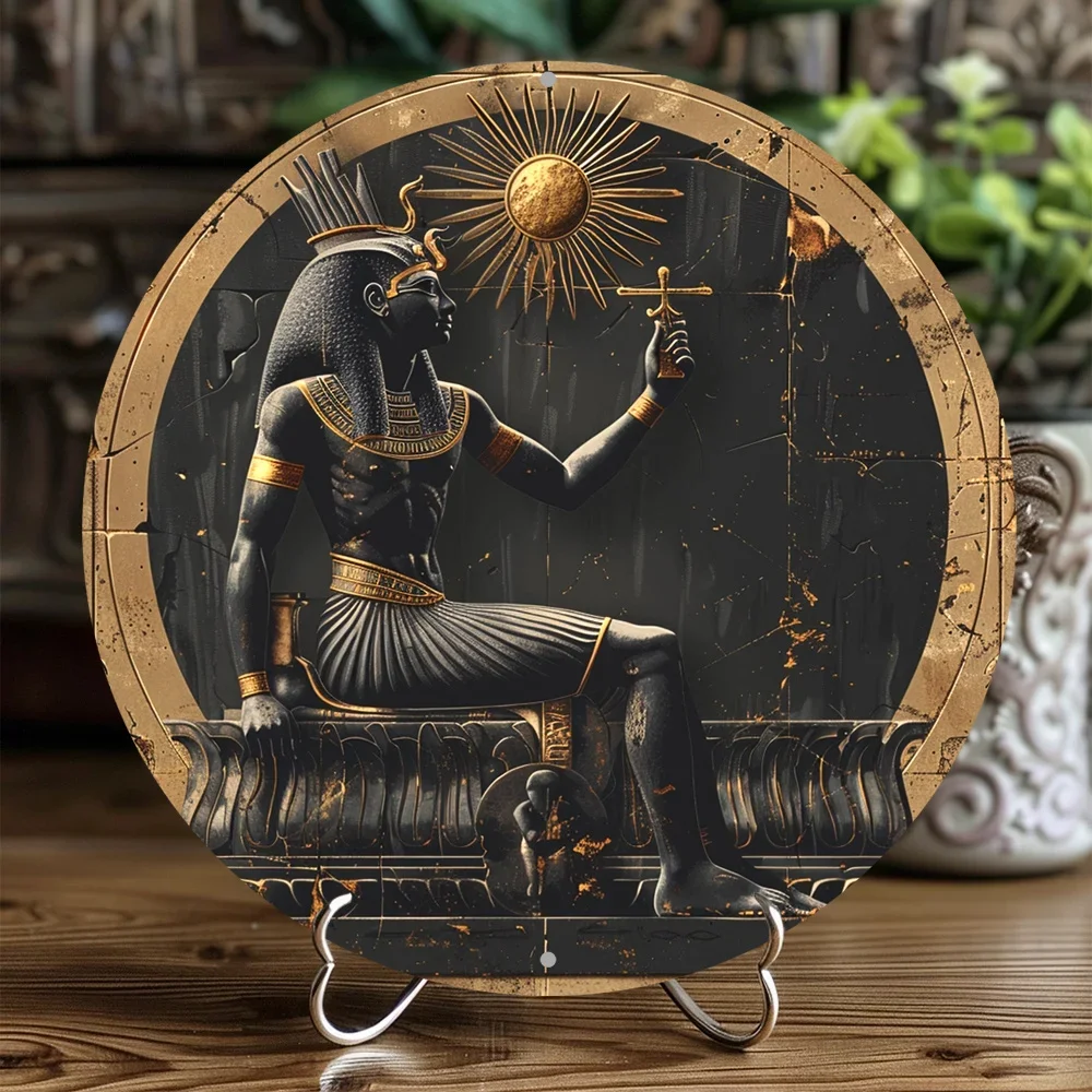 Круглый алюминиевый плоский знак египетская фигурка Фараона на тему идеально