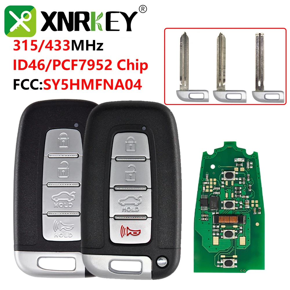 

XNRKEY 4 Button Remote Car Key 315/433Mhz for Hyundai I30 IX35 Sonata Genesis Equus Kia K2 K5 Rio Soul Borrego Sorento Optima