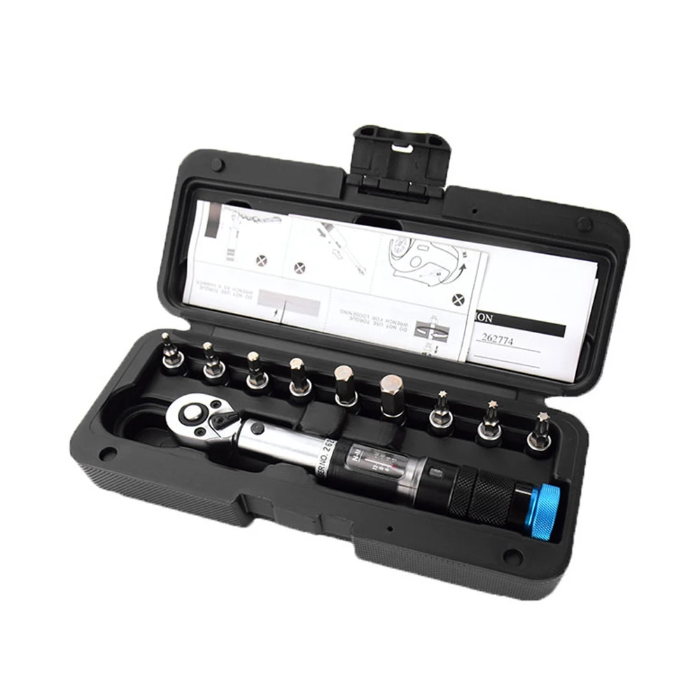 

11PCS 1/4 Inch 2-20Nm Preset Torque Wrench Sleeves Set Mini Portable Adjustable Torque Wrench