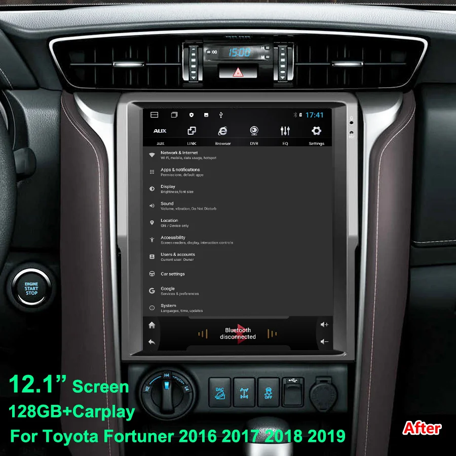 

Автомобильный стерео-навигатор с экраном 12,1 дюйма Тесла для TOYOTA Fortuner HILUX Revo 2016-2022 Android радио GPS Carplay автомобильный видеоплеер