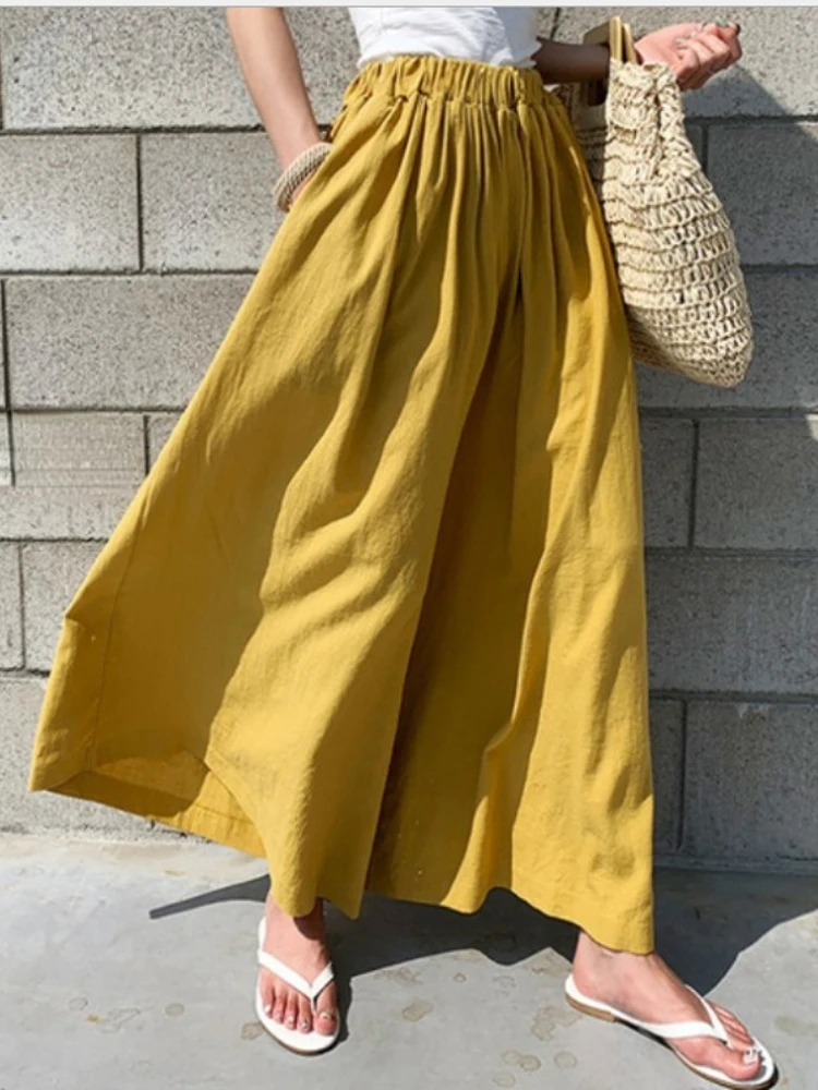 

Женская одежда, Корейская стильная одежда, новинка 2023, женская одежда, весенне-летние свободные штаны для отдыха из хлопка и льна для женщин