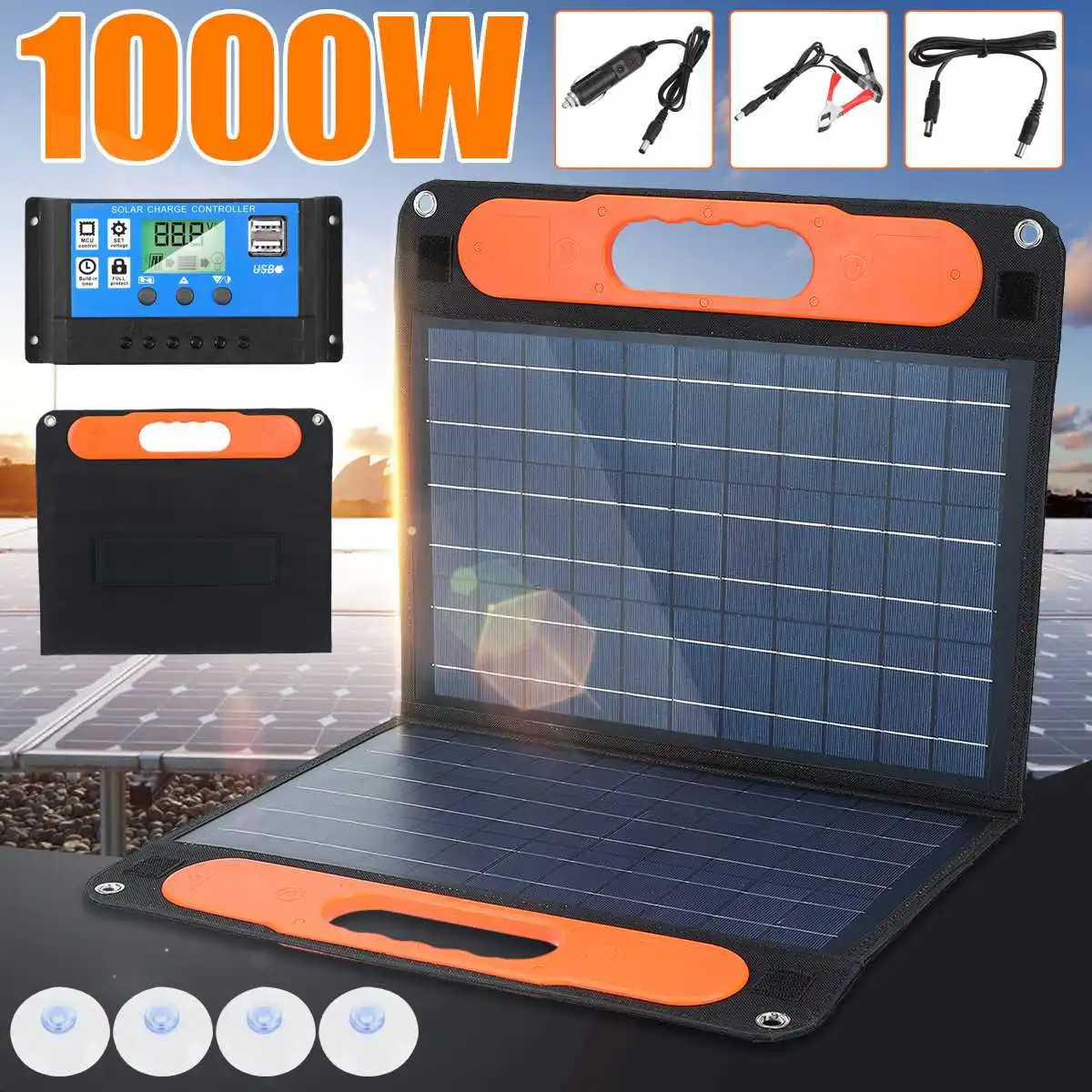 

Складная солнечная панель 1000 Вт, полный контроллер заряда литиевых солнечных батарей А, солнечная панель, зарядное устройство для солнечны...