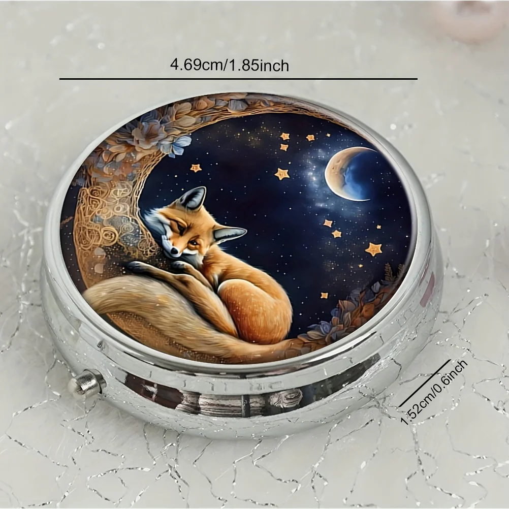 ity okrągłe pudełko na pigułki Fox przenośne do przechowywania leków w gospodarstwie domowym apteczka z 3 siatkami podróży i biura świeżym