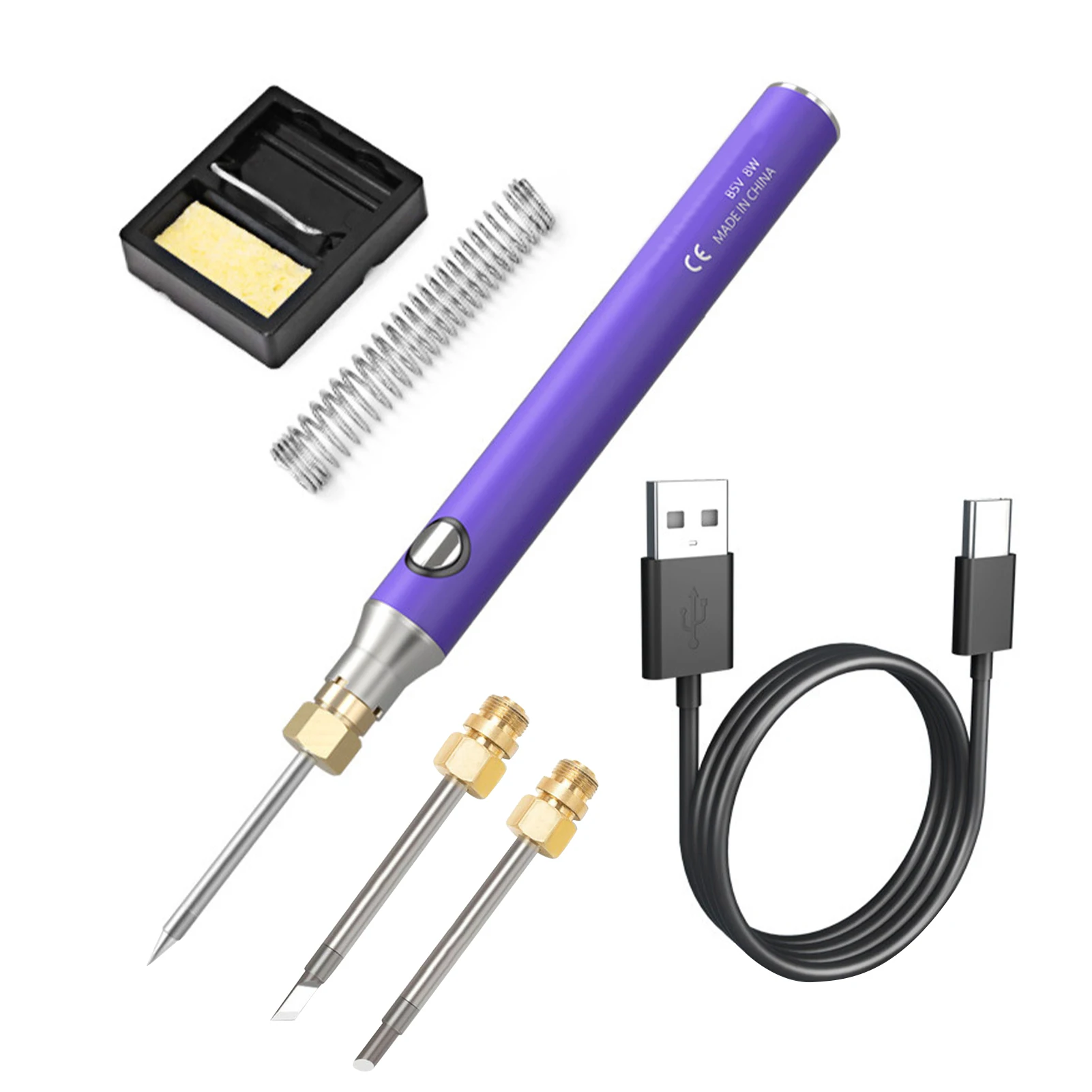 

7pcs With 3 Tips 1100mAh Battery Home Cordless DIY Mini Portable Metalworker Soldering Iron Set USB Rechargeable Electrician
