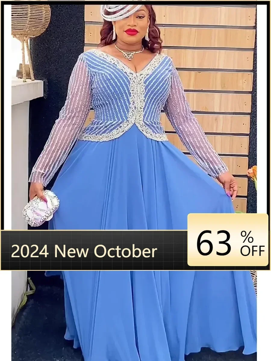 Африканские вечерние платья больших размеров для женщин Dashiki Ankara с блестками