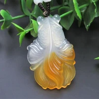 hot selling natural hand carve jade ice kind pretty goldfishnecklace pendant fashion jewelry men women luck gifts