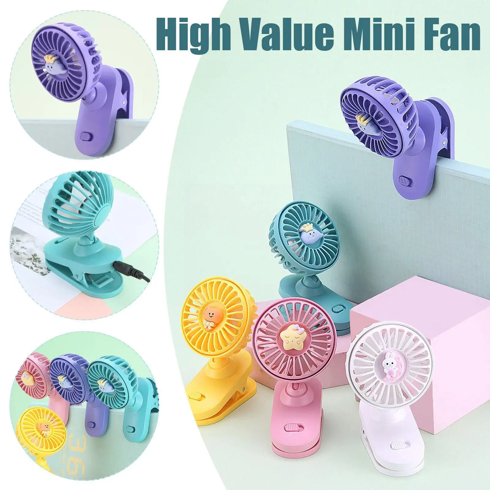 

Mini Small Clip Fan USB Charging wall Mounted Ceiling Student Mute In Power Fan One Wind Fan Portable Office Clip Large Two H1H9