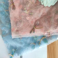 blue pink mesh three dimensional embroidered lace fabric 3d dragonfly wedding dress womens skirt hanfu cheongsam accessories
