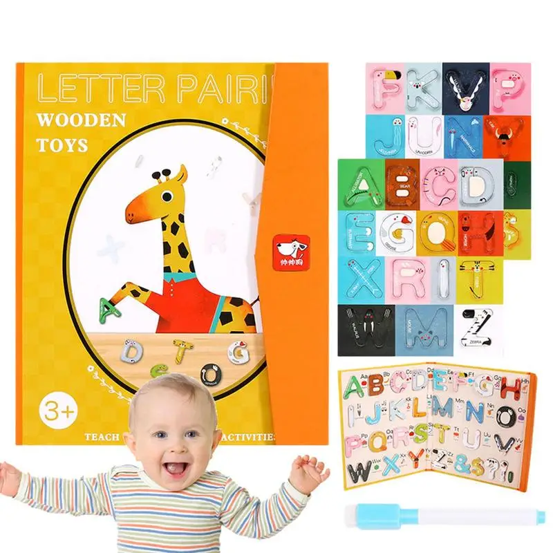 

Alphabet Puzzle Wooden Sensory Matching Alphabet Book Toddler Puzzle Book Toys For Boys Girls Learning Alphabet & Fine Motor