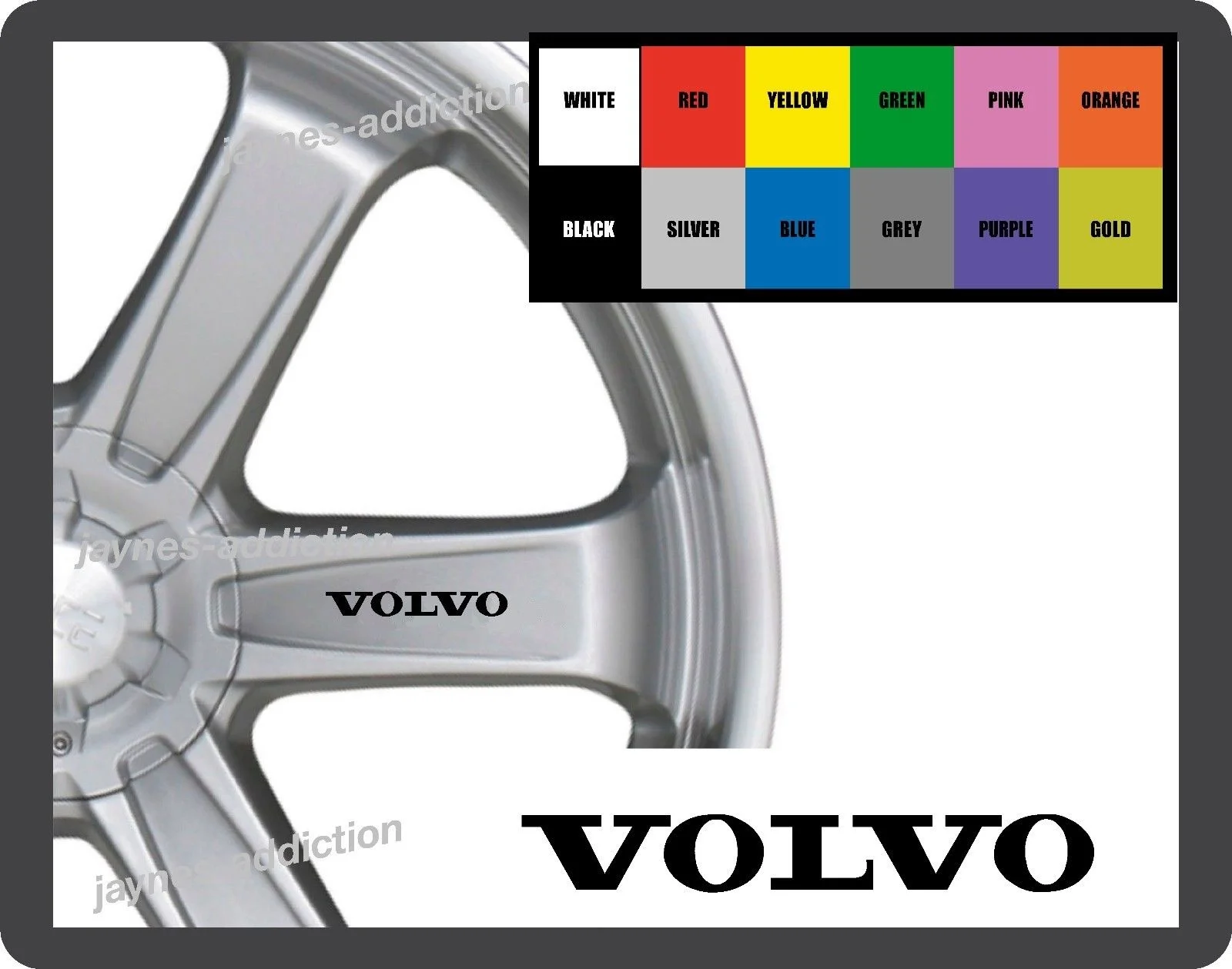 

For 6xFor VOLVO - Alloy Wheel CAR DECAL STICKER 95mm long