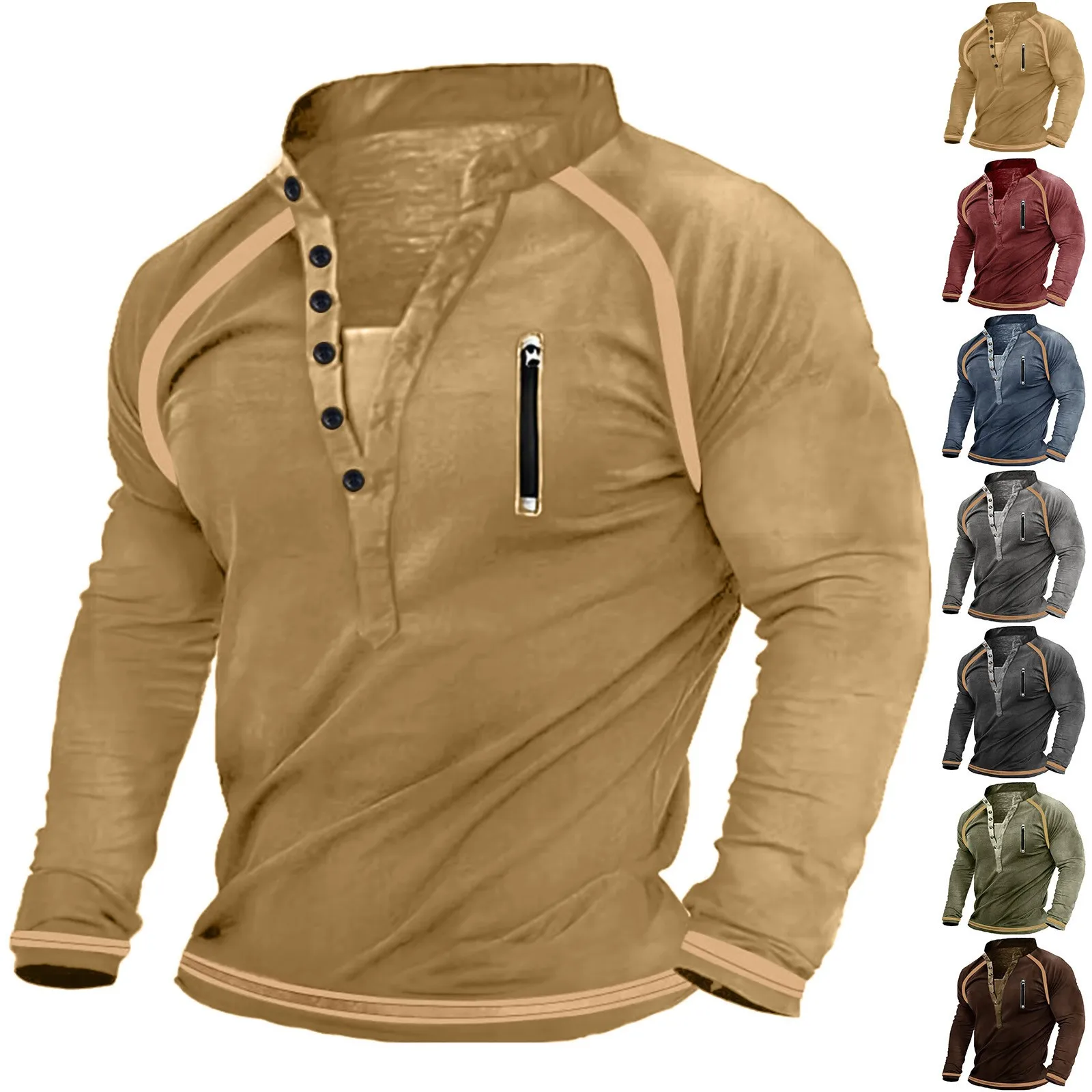 

Свитер мужской с V-образным вырезом, винтажная рубашка с цифровым 3D-принтом, воротником-стойкой, 6 пуговиц, длинным рукавом, одежда y2k