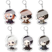 bungo stray dogs anime keychains double side transparent acrylic original key chain ring bag pendants jewelry teens child gift