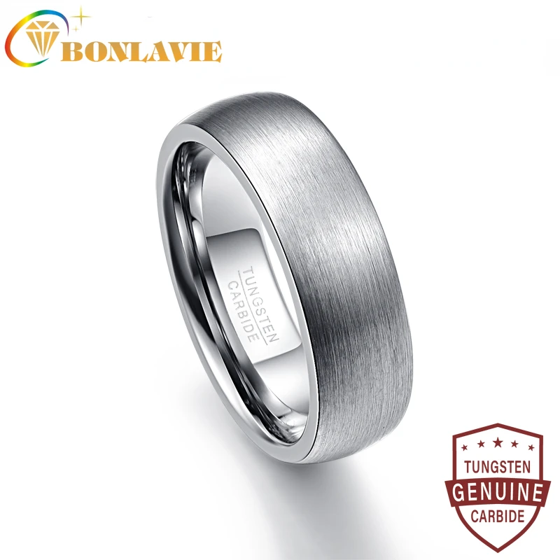 

BONLAVIE 7mm Width Tungsten Carbide Ring Men's Ring High Polished Wedding Band Tungsten Steel Ring Jewelry for Men Comfort Fit