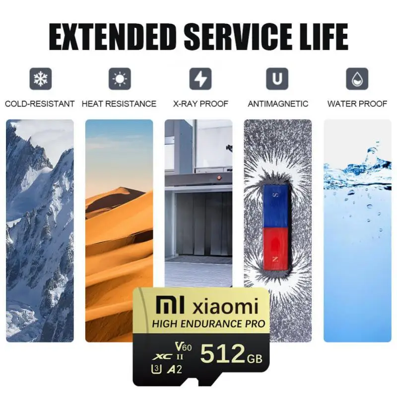 Оригинальная карта памяти Xiaomi 128 ГБ 256 512 Micro TF SD 1 ТБ 2 V30 высокоскоростная камера