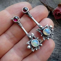 bohemian women asymmetric retro metal dangle drop earrings vintage flower natural stone beads women party earrings jewelty gifts