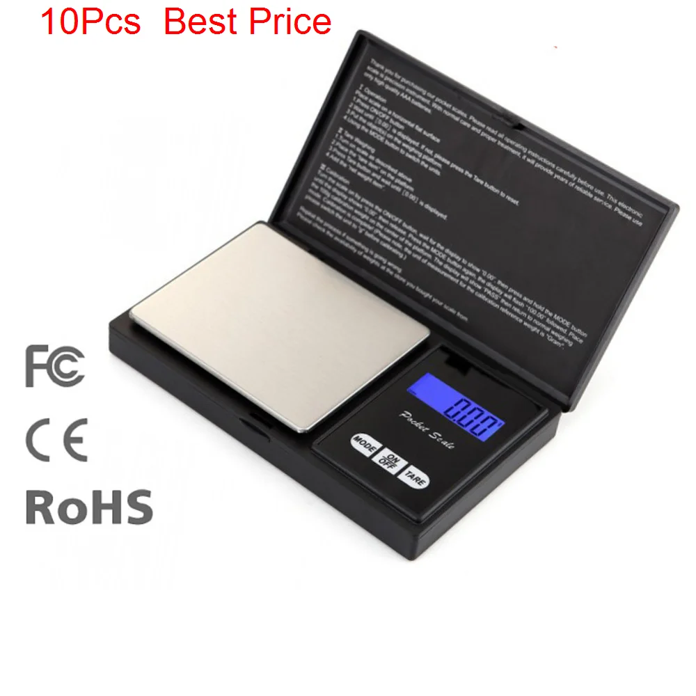 

10Pcs/lot 100g 500g x 0.01g Precision Digital Kitchen Scale Jewelry Gold Balance Weight Gram LCD Pocket Electronic Scales