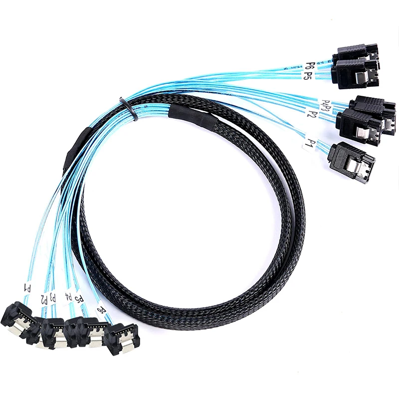 

DteeDck 6Pcs/Set SATA 3.0 Cable High Speed 6Gbps SATA Cable SAS Cable for Server Cable HDD SDD DVD Drivers SSD Data Cable