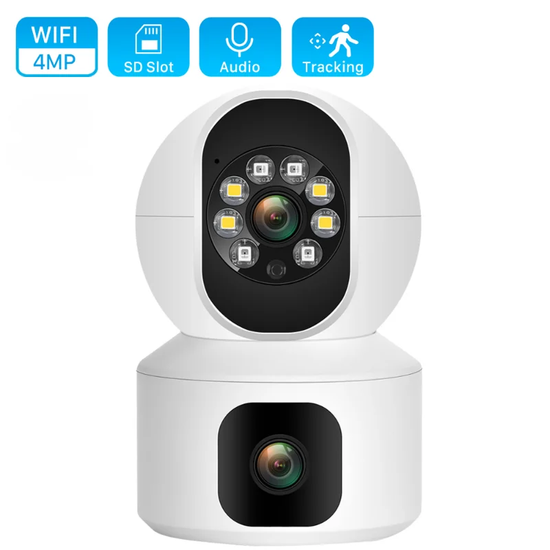 

4MP Dual Lens WiFi Camera Dual Screen Baby Monitor Ai Human Detection Indoor CCTV Video Surveillance PROY Alexa Google Home