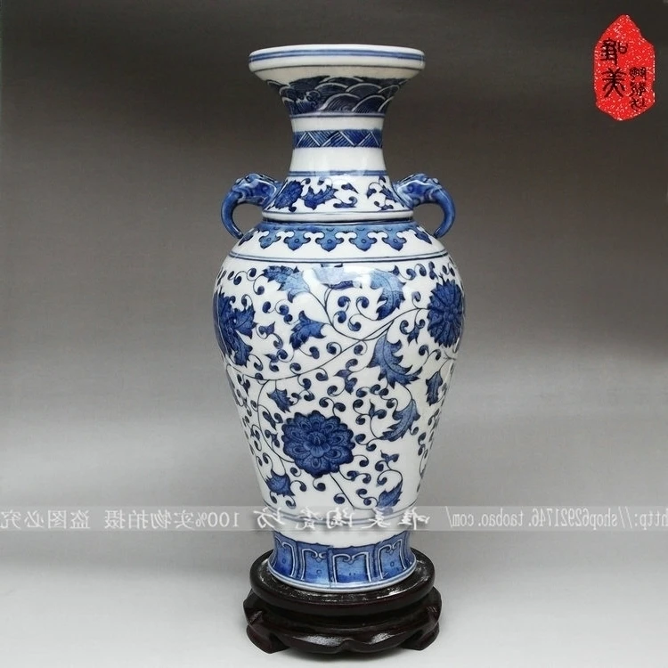 

and Blue white porcelain rich rattan ceramic gift antique green vase