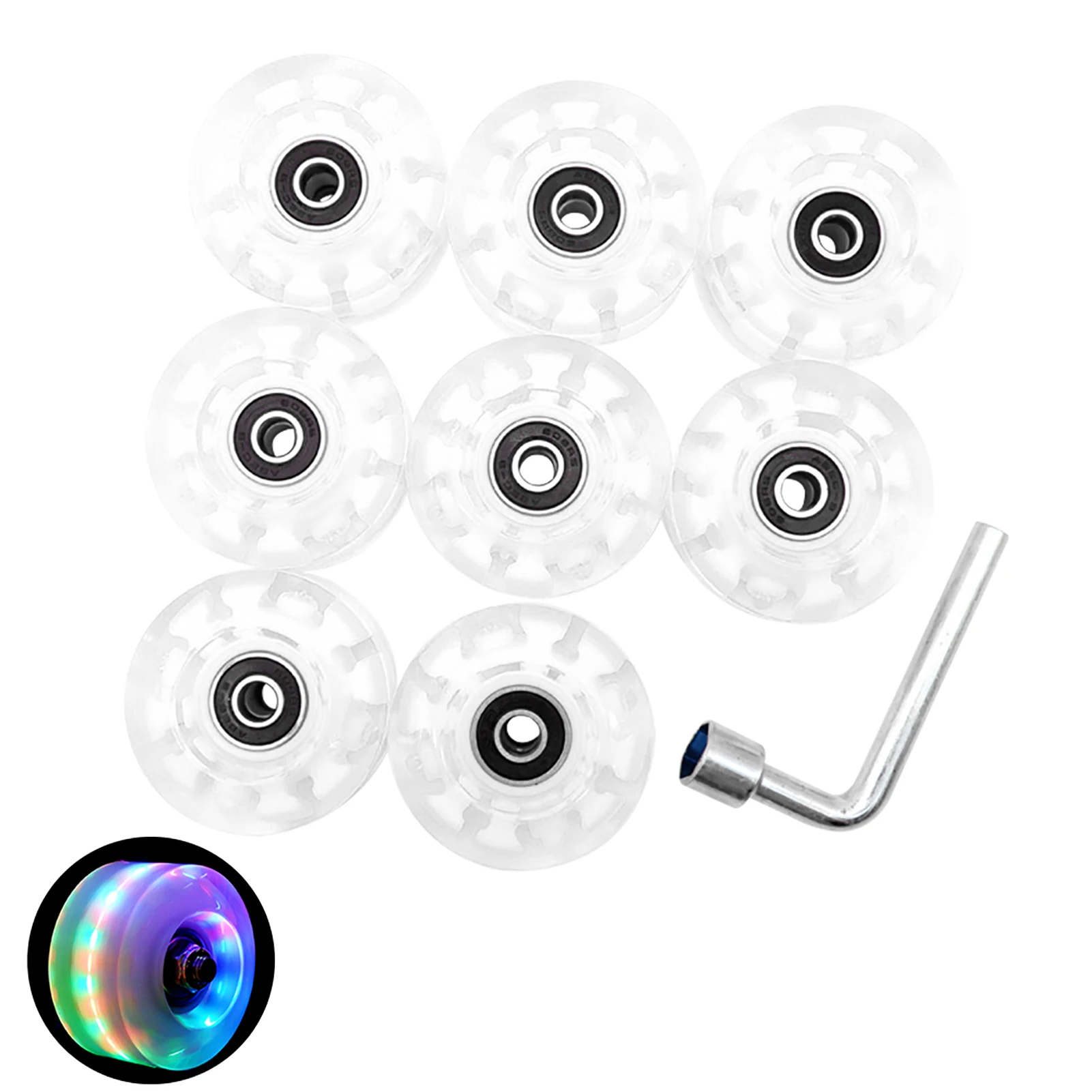 

8pcs Wear Resistant Roller Skate Wheel Replacement Part 82A LED Luminous Light Up 32mmx58mm With Core Skateboard Outdoor Durable