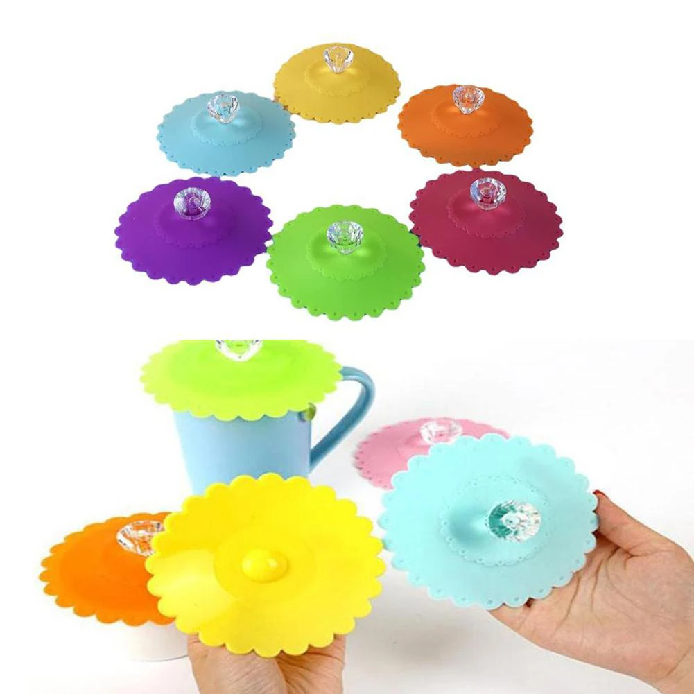 

Cup Cover Diamond Cup Lid Reusable Dustproof Leak Proof Sealed Lids Glass Coffee Mug Suction Cover Cup Parts