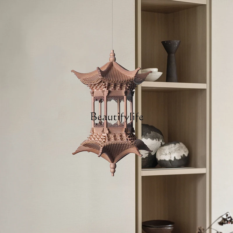 Шестиугольный павильон китайский дзен имитация цельного дерева древняя модель