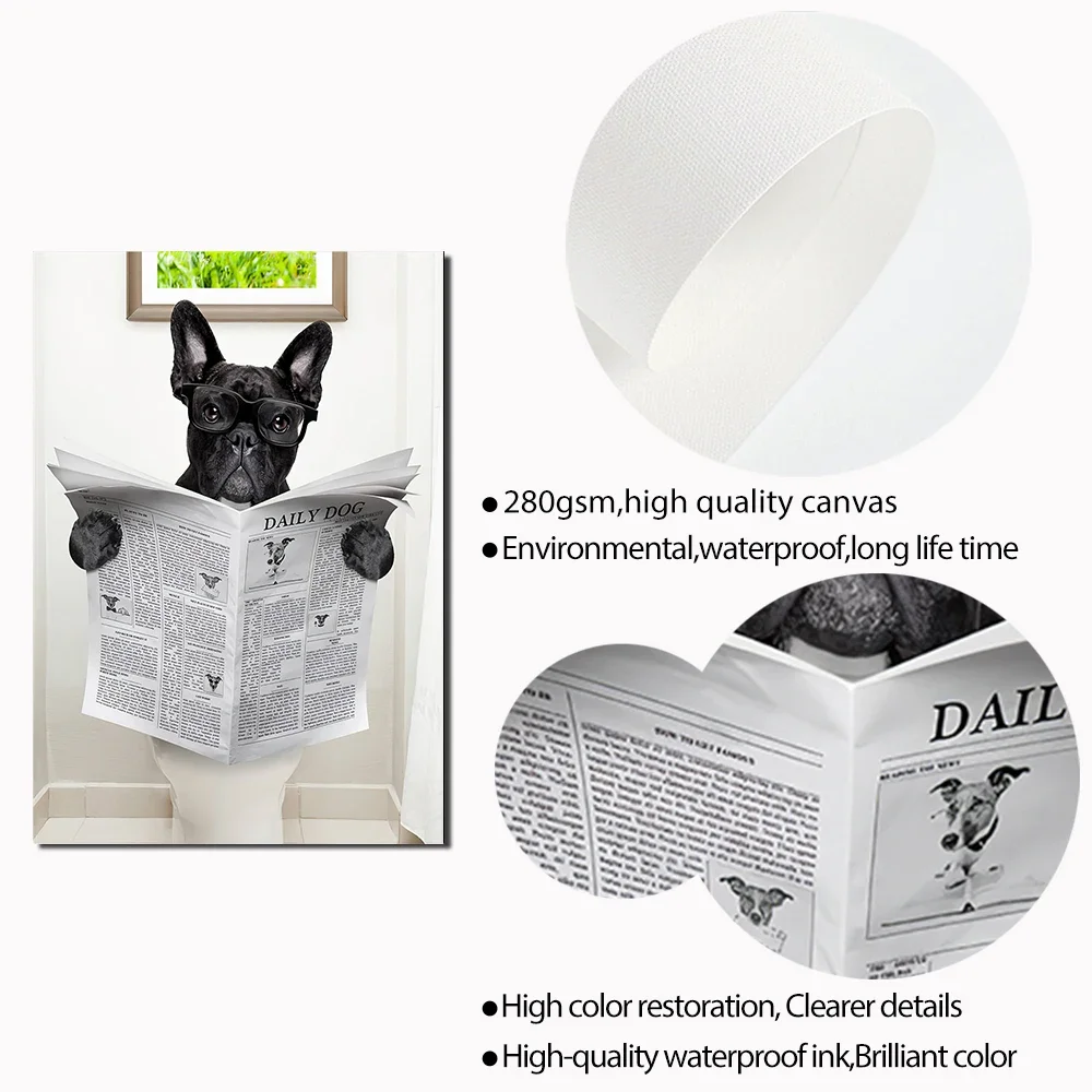 Современный скандинавский стиль туалетная собака газета постер с животными