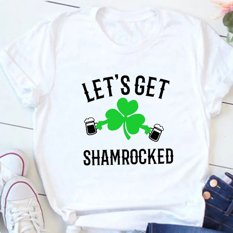 Женская Винтажная Футболка с принтом четырехлистного клевера | одежда