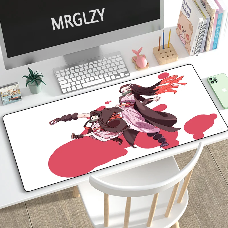 

Demon Slayer Kimetsu No Yaiba Mouse Pad Carpets Anime Cute Girl Nezuko Mousepads Large Keyboard MouseMat Mousepad LOL Desk Mats