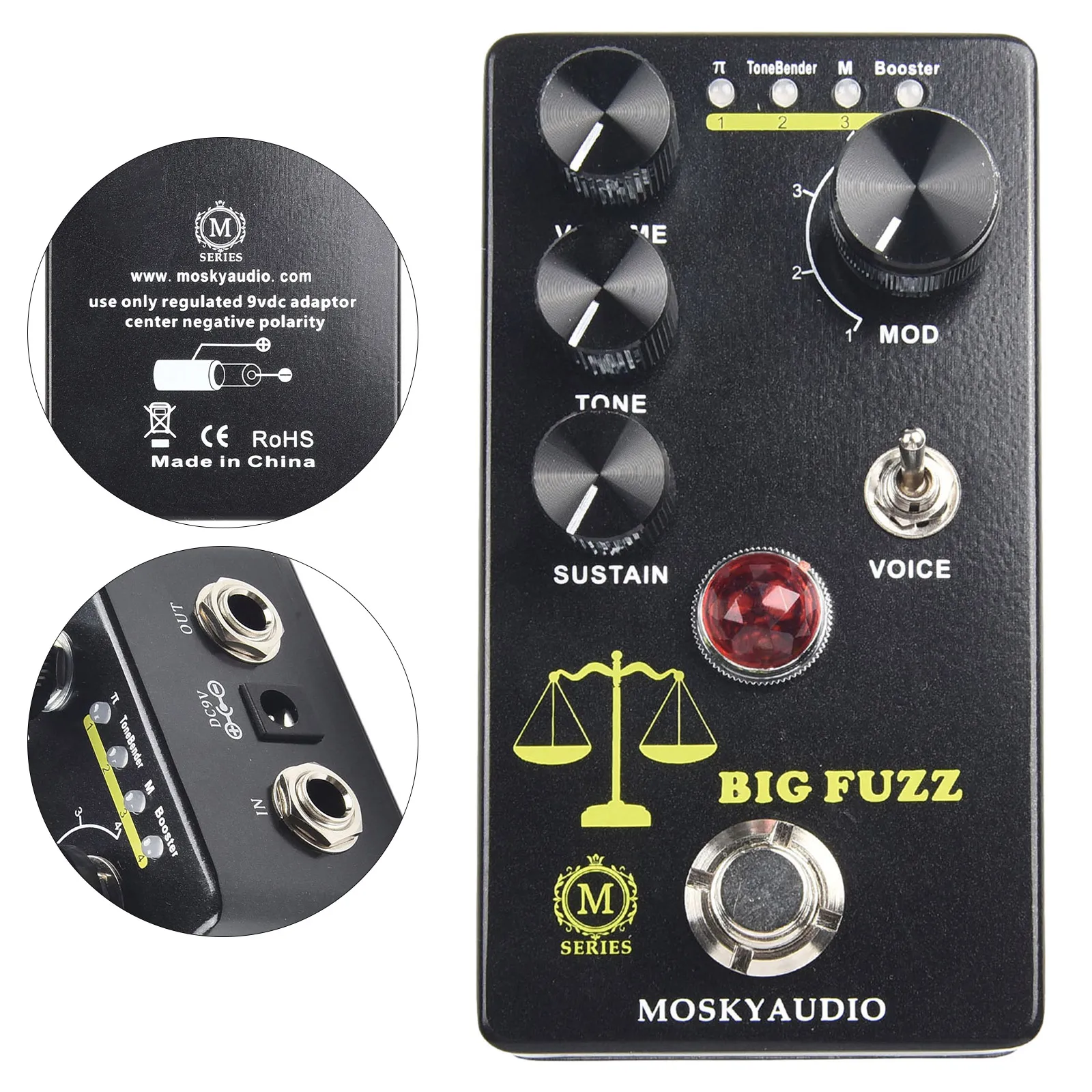 

Moskyaudio Guitar Effects Pedal Big FUZZ Distortion The Electric Guitar Effects Pedal 4 Mode Knob Guitar Parts