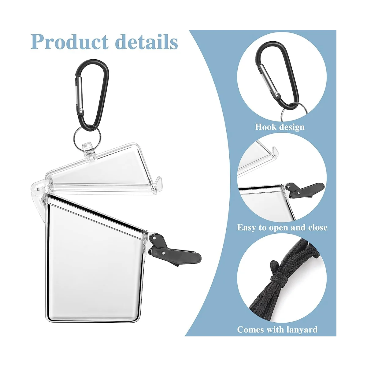 

3 Pack Waterproof Id Card Badge Holder Case with Lanyard,Clear Waterproof Card Holder Lanyards for Id Badges and Keys