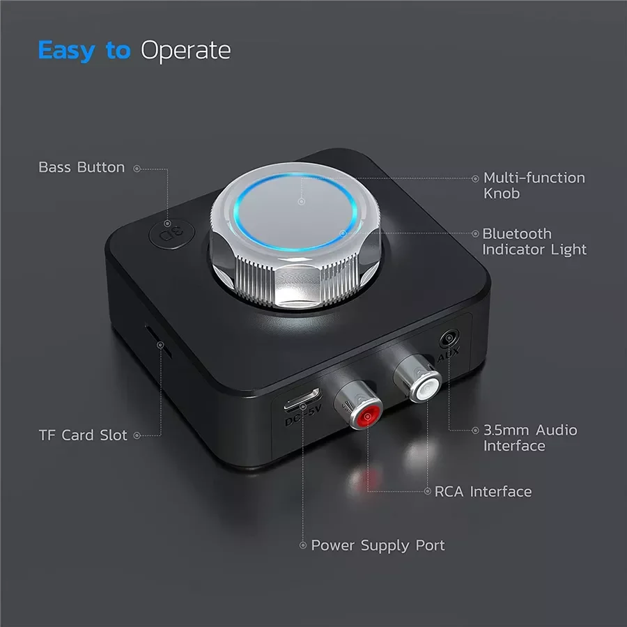 

5.0 Audio Receiver SD TF Card RCA 3.5mm AUX Jack 3D Stereo Music Wireless Adapter For Car Speaker Headphone Auto ON