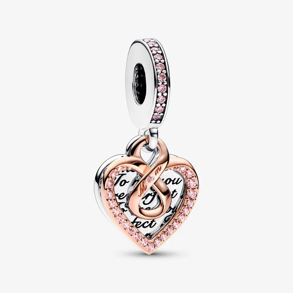 2023 Authentic 925 Sterling Silver Mom Hero Openwork Heart Angel Happy Birthday Gift Openable Dangle Charm Fit Pandora Bracelet images - 6