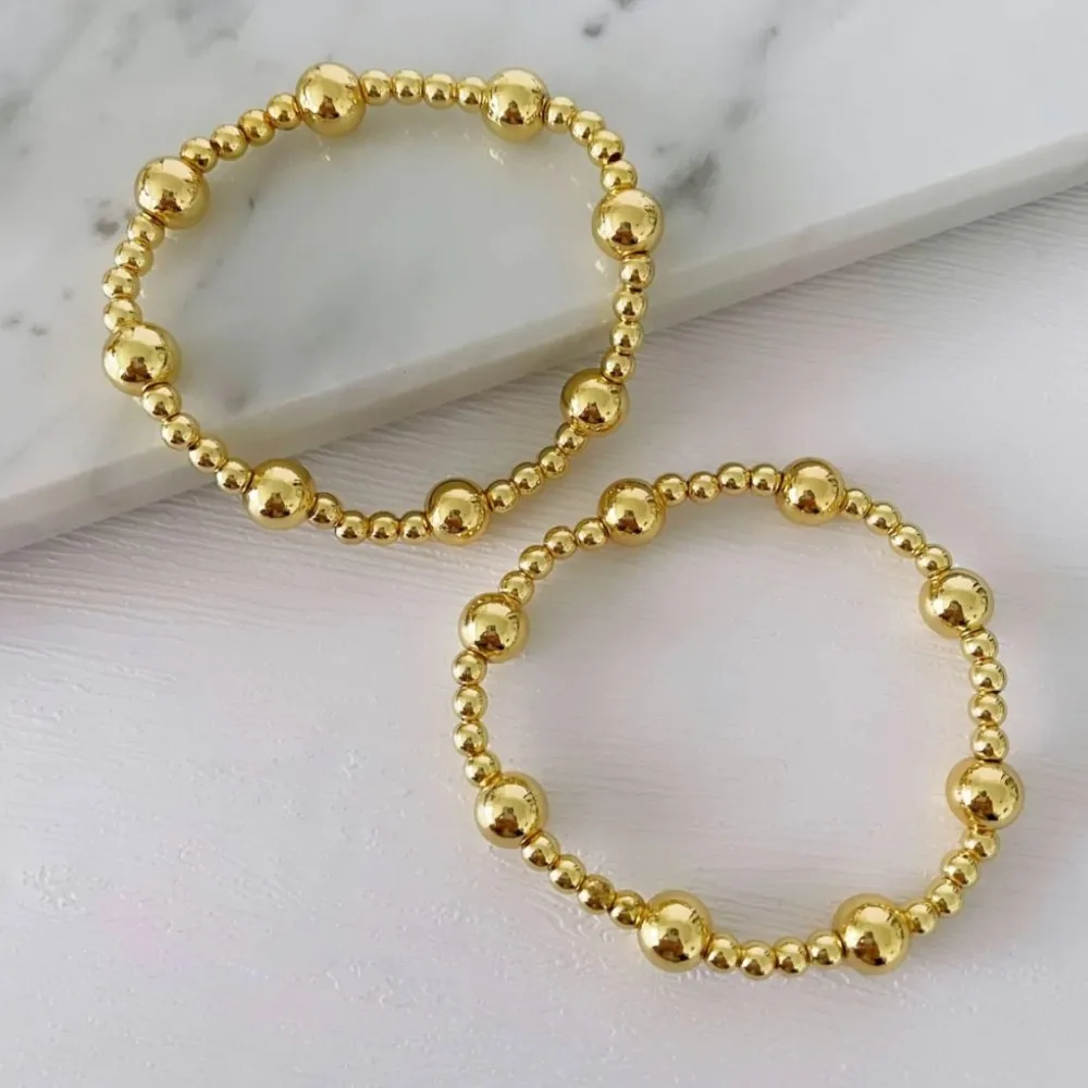 

KKBEAD Fashion Stretch Bracelets Accessories High Quality Unfade Gold Color Beaded Bracelet For Women Jewelry Pulseras Femme