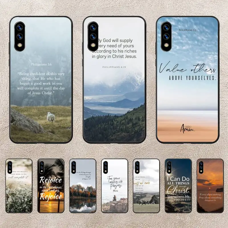 

Bible Verse Philippians Jesus Christ Christian Phone Case For Huawei G7 G8 P7 P8 P9 P10 P20 P30 Lite Mini Pro P Smart Plus Cove