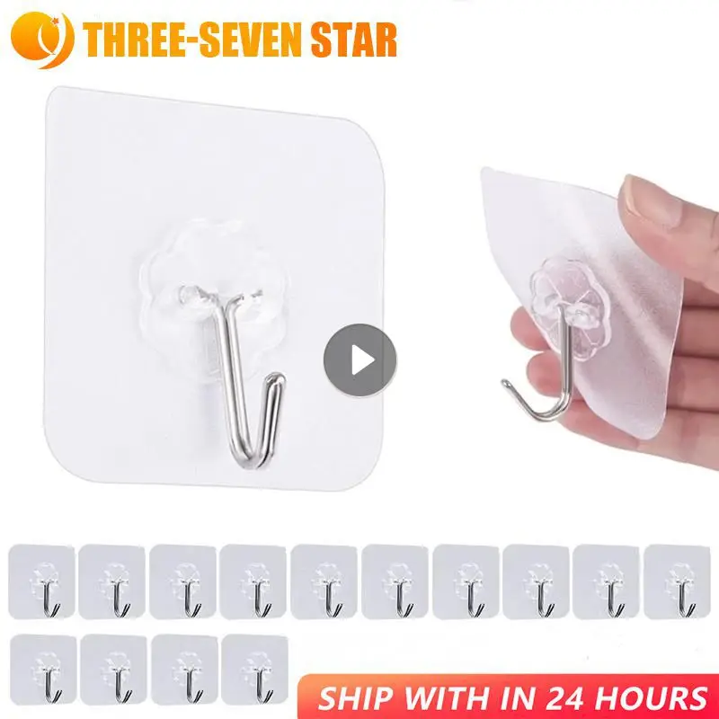 

Transparent Wall Hooks Strong Self Adhesive Door Wall Hangers Hook Home Storage Hooks Suction Cup Heavy Load Hook Holder Racks