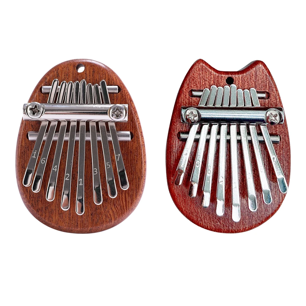 

8 Keys Mini Kalimba Thumb Piano Wooden Small Wearable Musical Instrument Pendant Finger Piano For Adult Kids Beginner Gifts